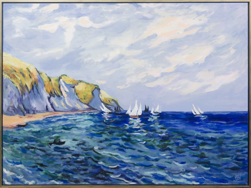 Cliffs and Sailboats at Pourville by artist Melissa Wen Mitchell